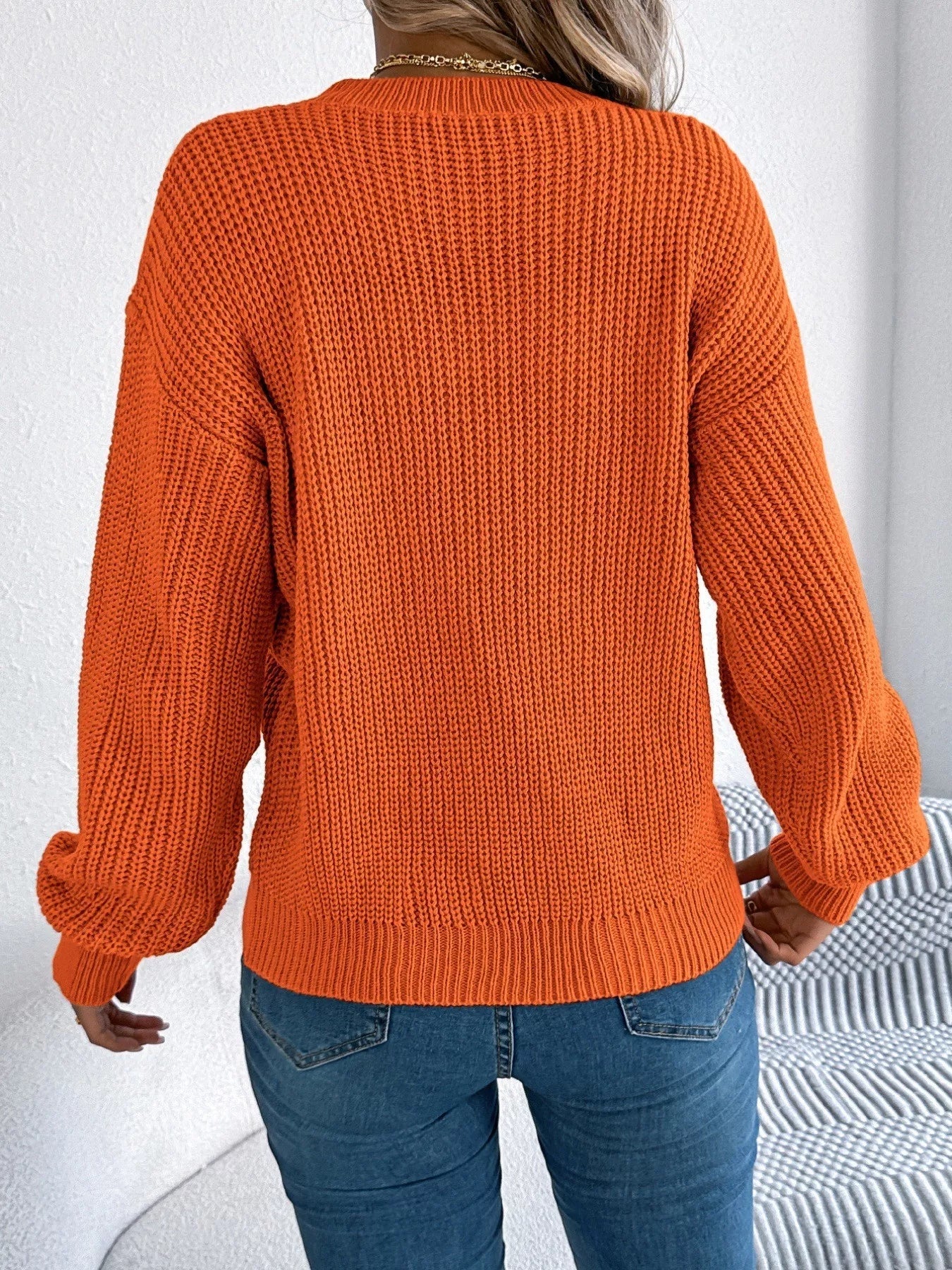 Openwork Round Neck Sweater 
