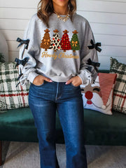 Howdy Christmas 4 Trees Ribbon Bow Decor Sweatshirt 