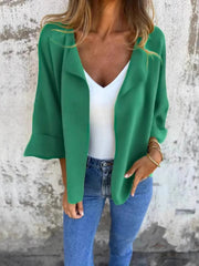 Full Size Open Front 3/4 Sleeve Cardigan Plus Size 