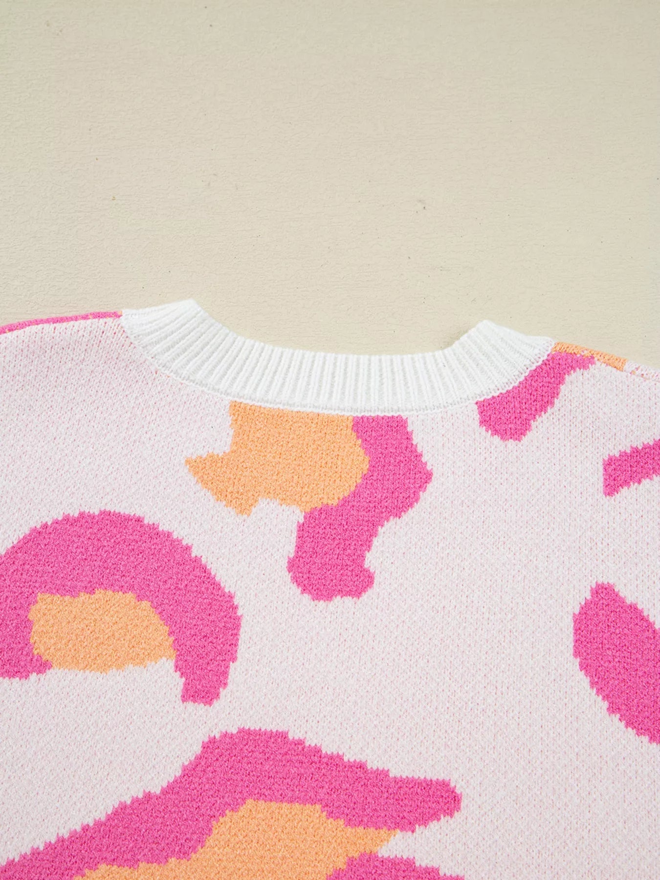 Leopard Print Drop Shoulder Baggy Sweater 