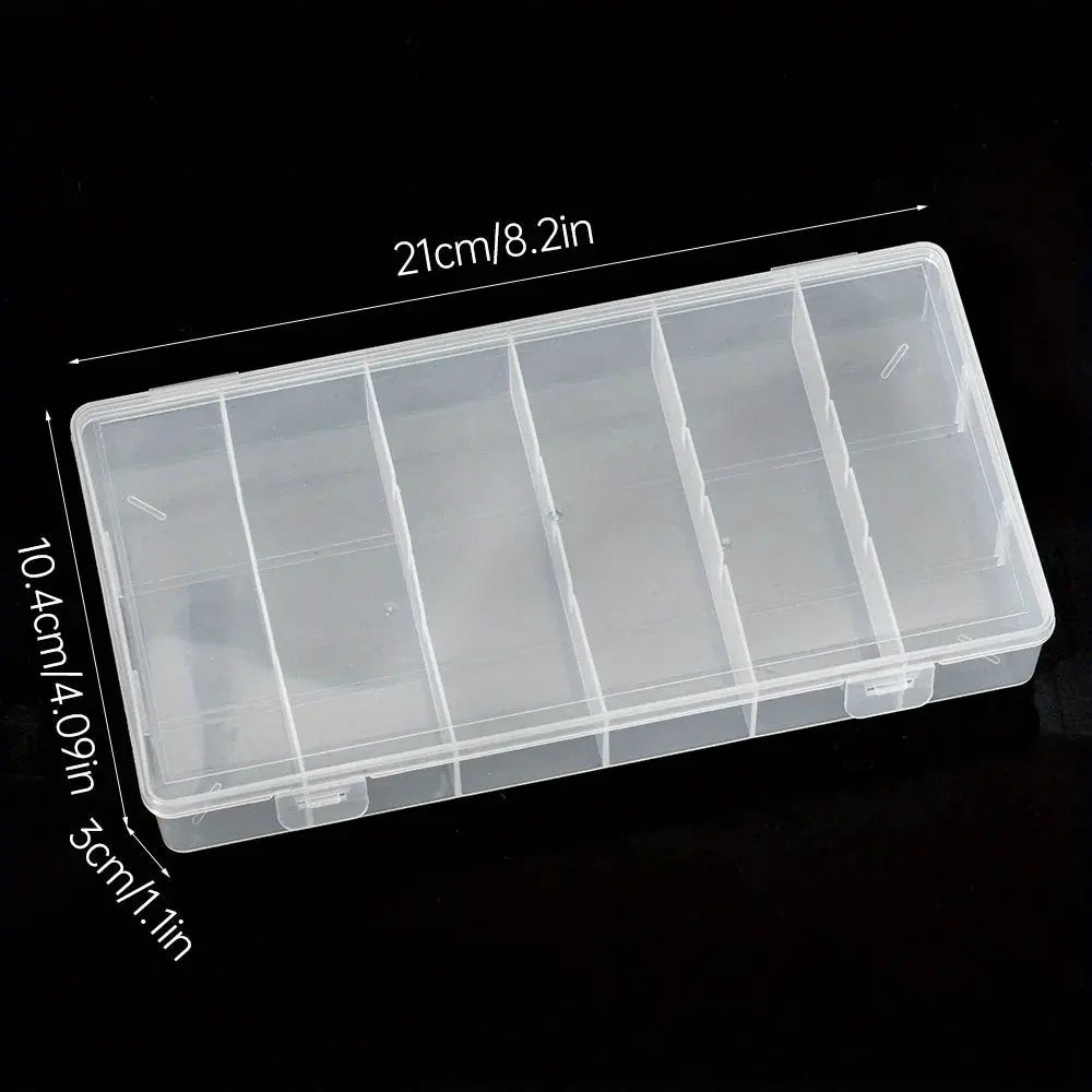 1pc Clear 6-Compartment Eyelash Extension Storage Box | Durable Plastic Makeup Organizer with Snap Lid for Glue, Tweezers & Tool dylinoshop