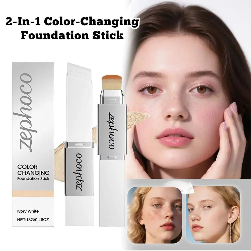 2-in-1 Color Changing Foundation Stick – Lightweight Concealer & Foundation for All Skin Tones