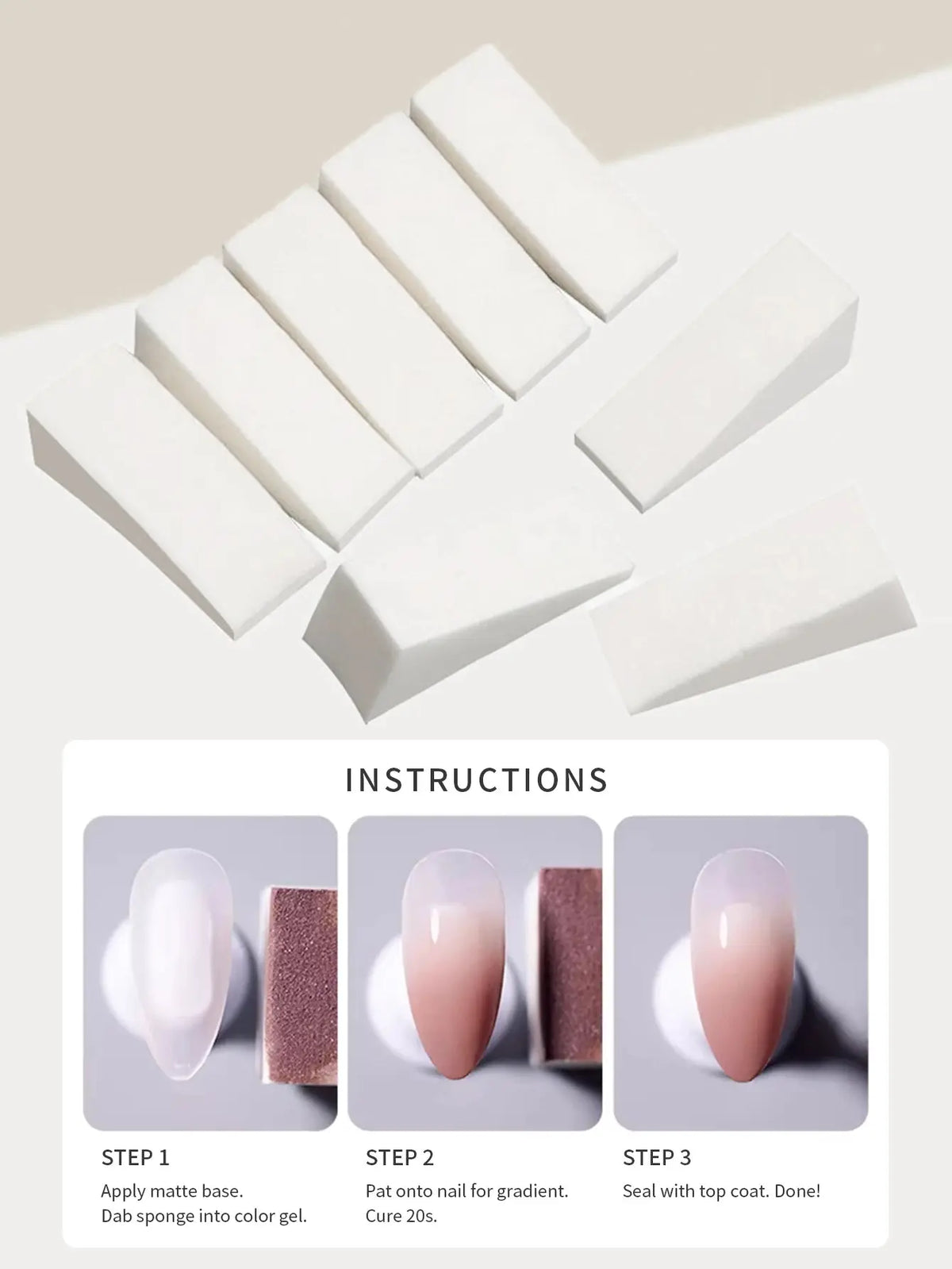 20/50Pcs High Density Nail Gradient Sponge Set White Triangle Press Gel Makeup Sponge Kit for Professional Nail Art DIY Blending dylinoshop