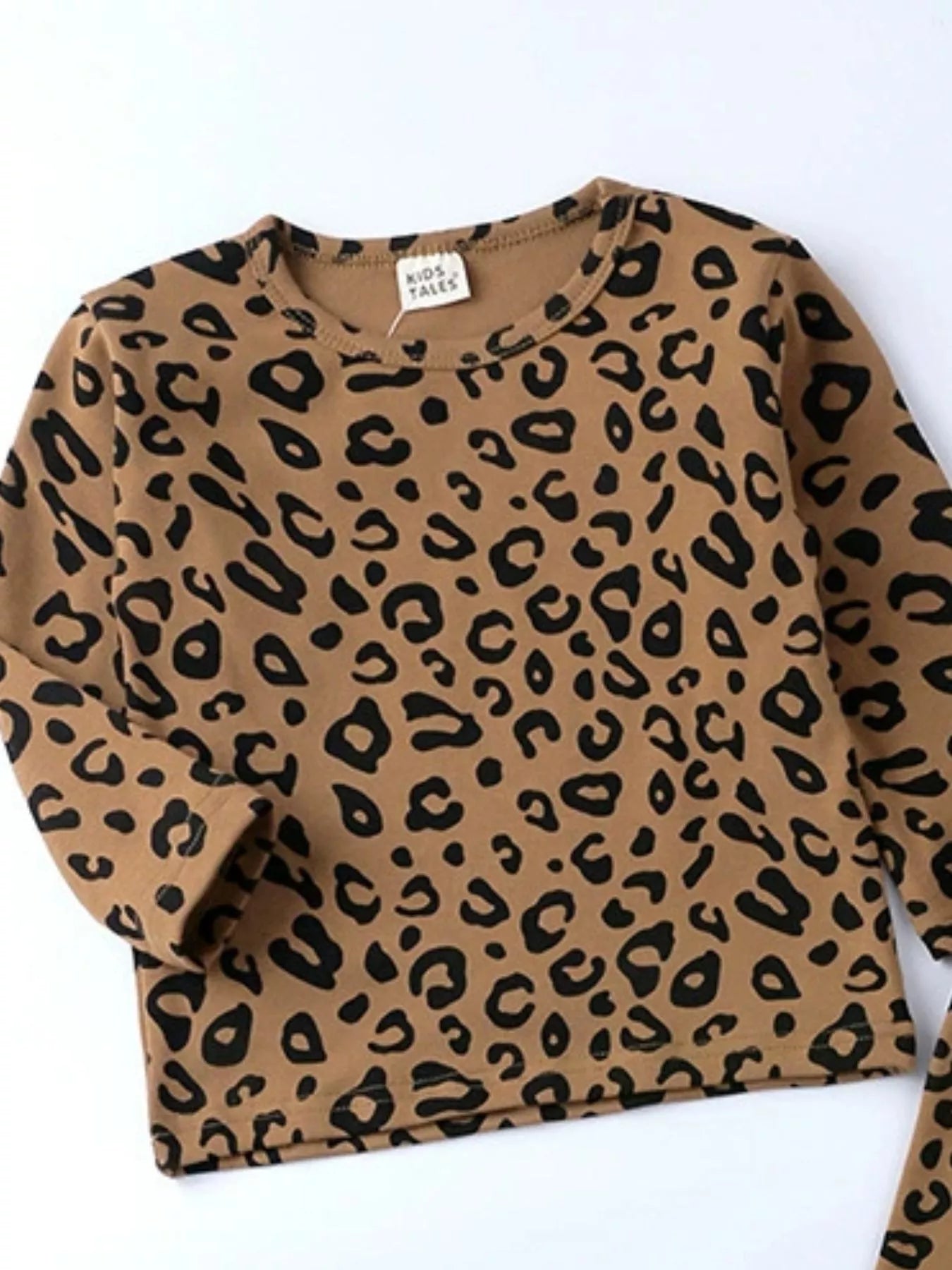 Children's Leopard Print Long Sleeve Top and Pants Set 