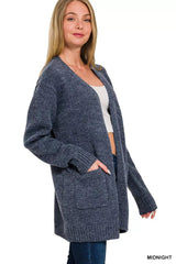 Zenana Open Front Sweater Cardigan 