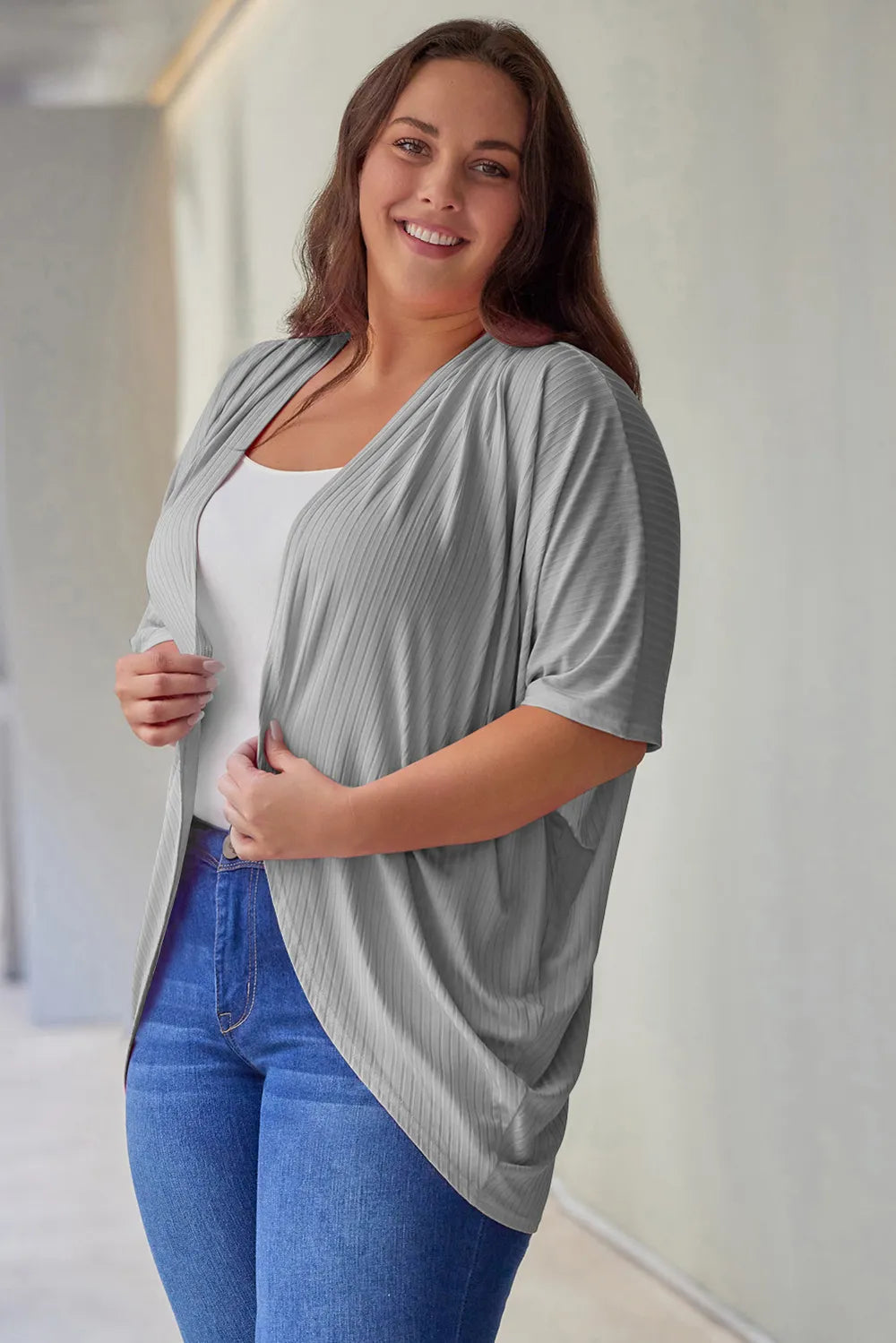 Plus Size Ribbed Cocoon Cover Up 