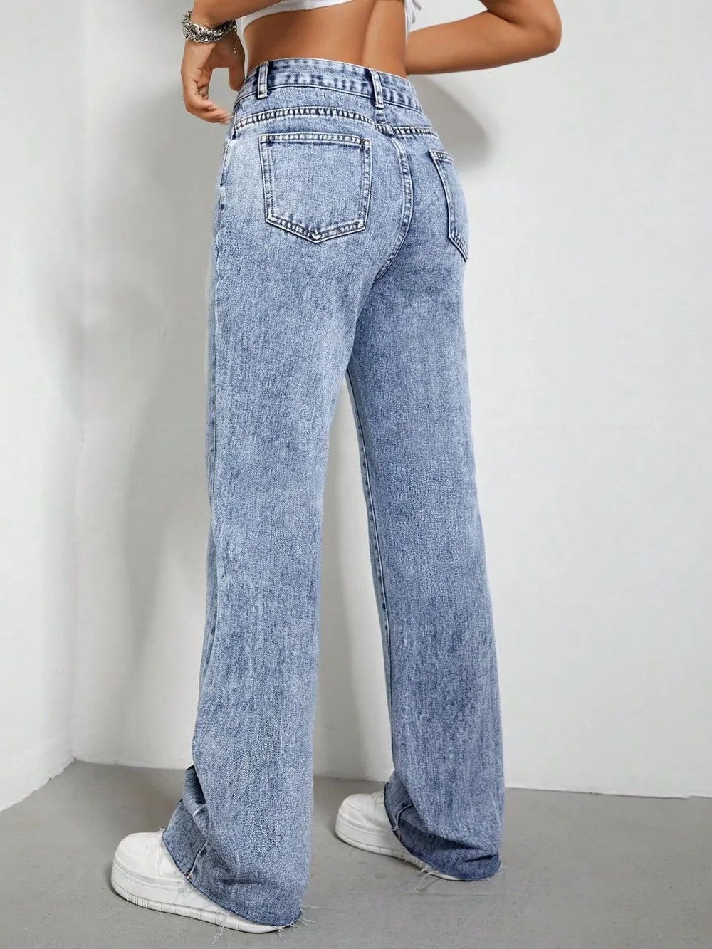 Contrast Bootcut Jeans with Pockets 