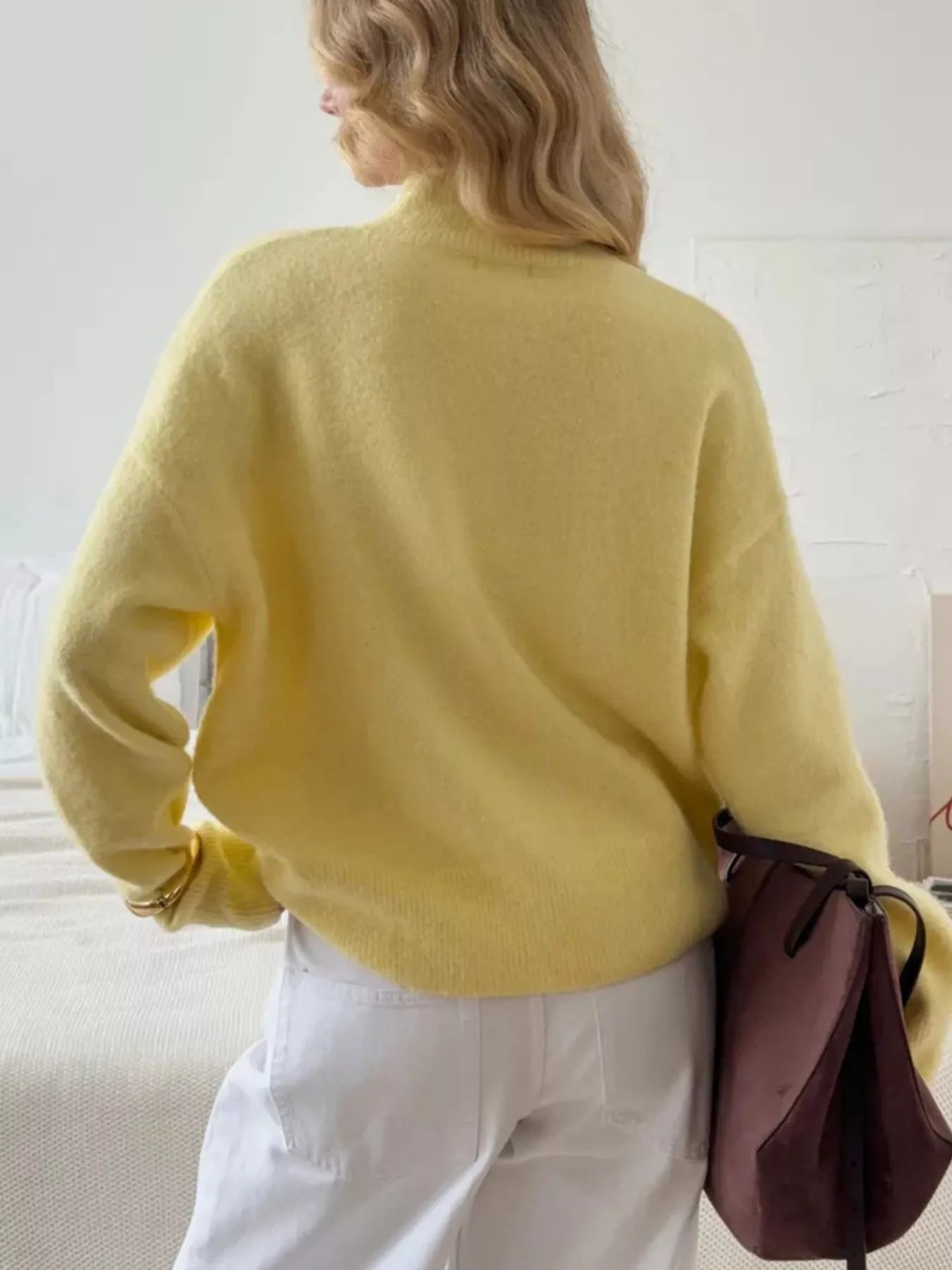 Mock Neck Dropped Shoulder Sweater 