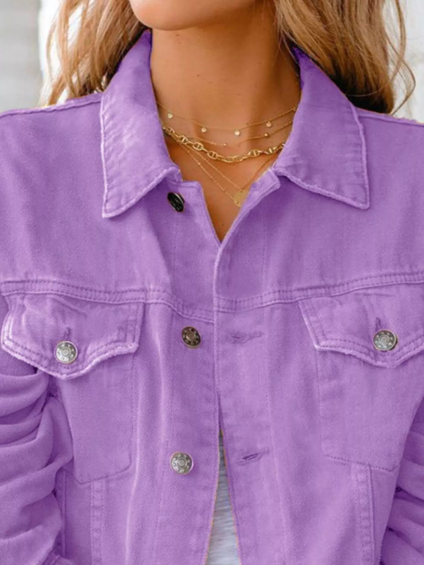 Button Up Long Sleeve Denim Jacket 