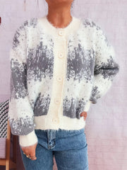Ribbed Hem Button Up Cardigan 