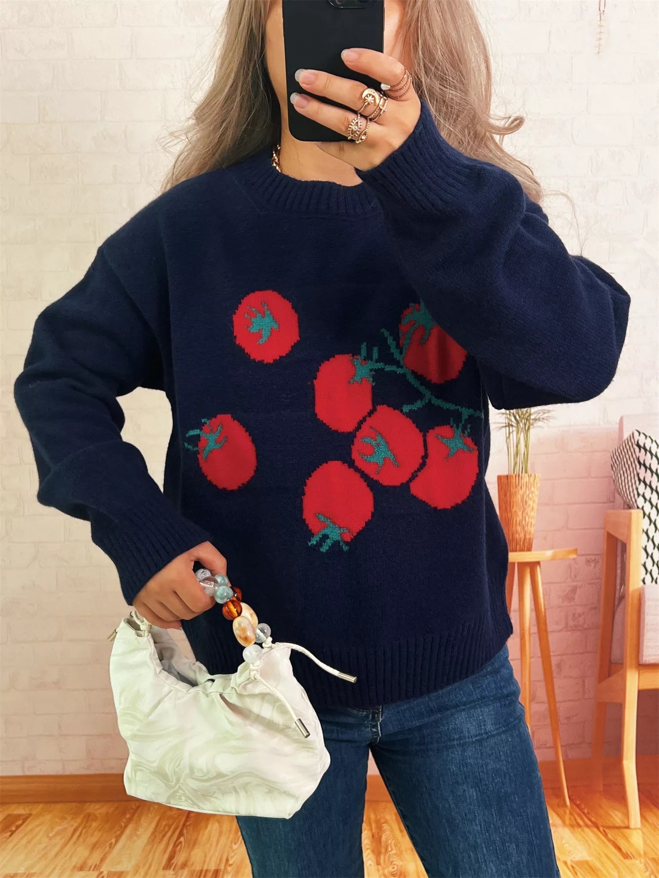 Persimmon Round Neck Long Sleeve Sweater 