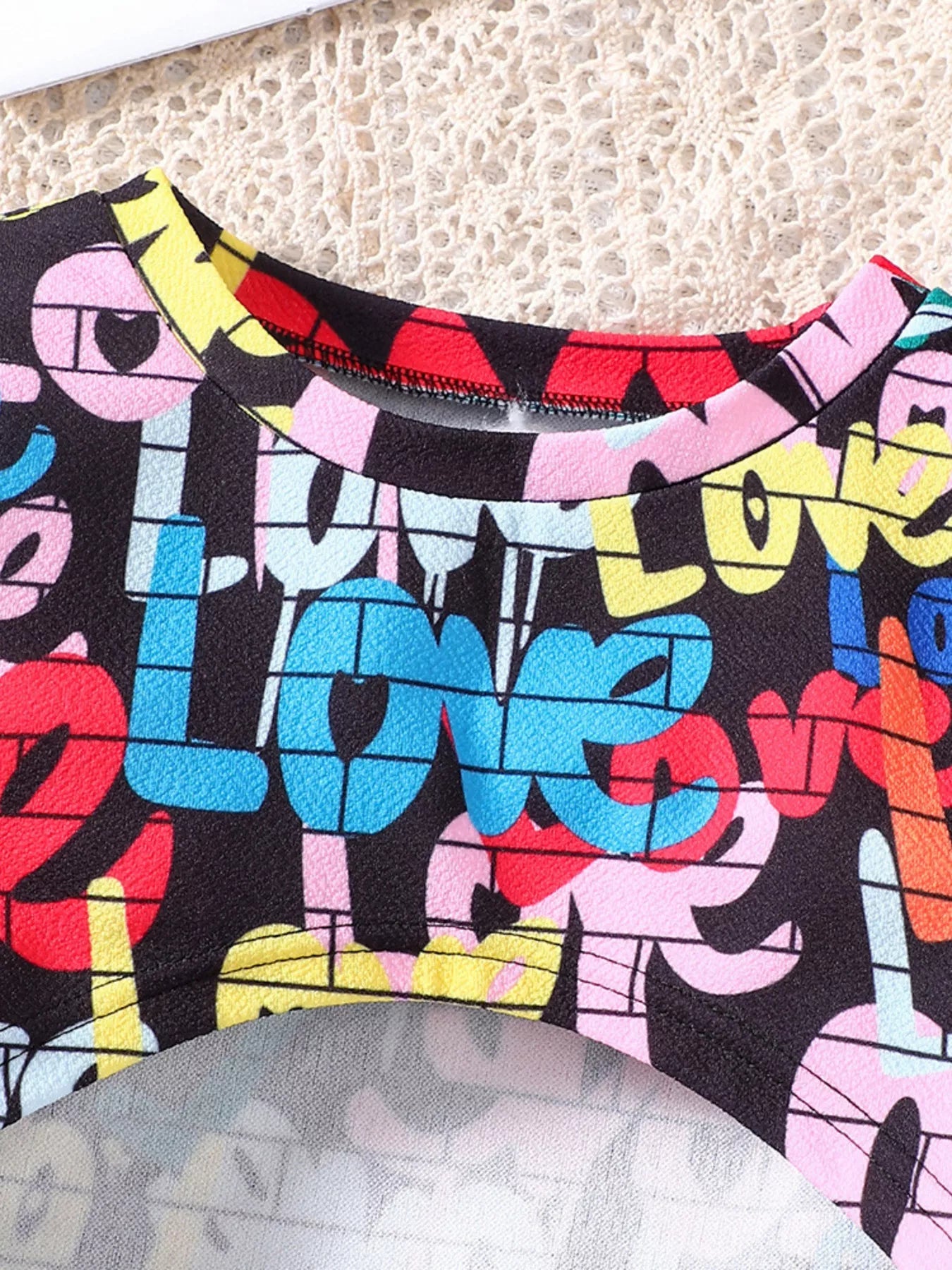 Children's Colorful Geometric Print Top & Jumpsuit Set 