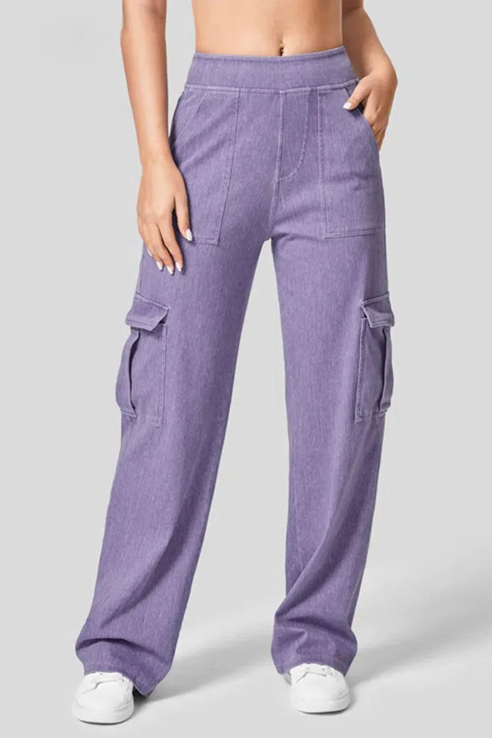 High Waist Straight Leg Cargo Jeans 