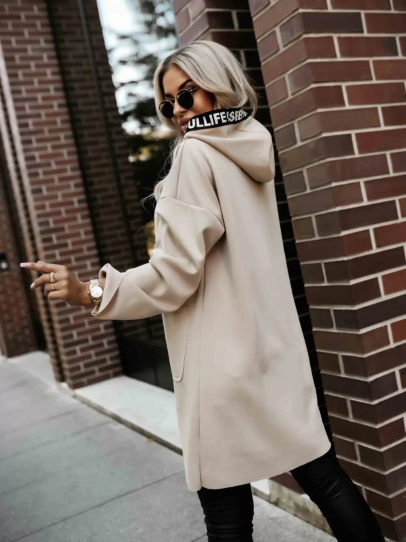Full Size Casual Hooded Zip-Up Longline Outerwear Plus Size 