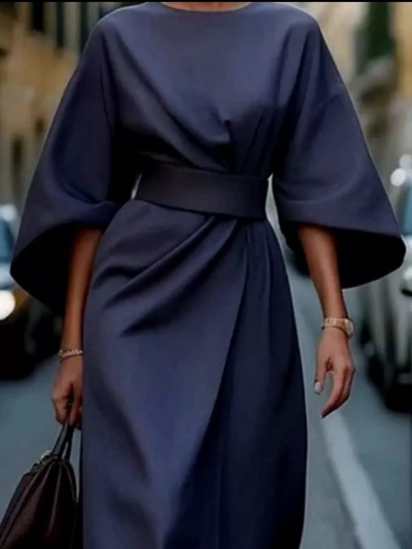 Round Neck 3/4 Sleeve Dress 
