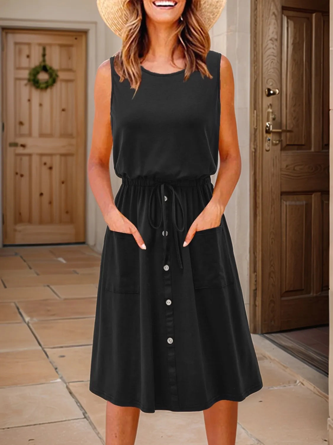 Full Size Round Neck Sleeveless Tank Dress Plus Size 