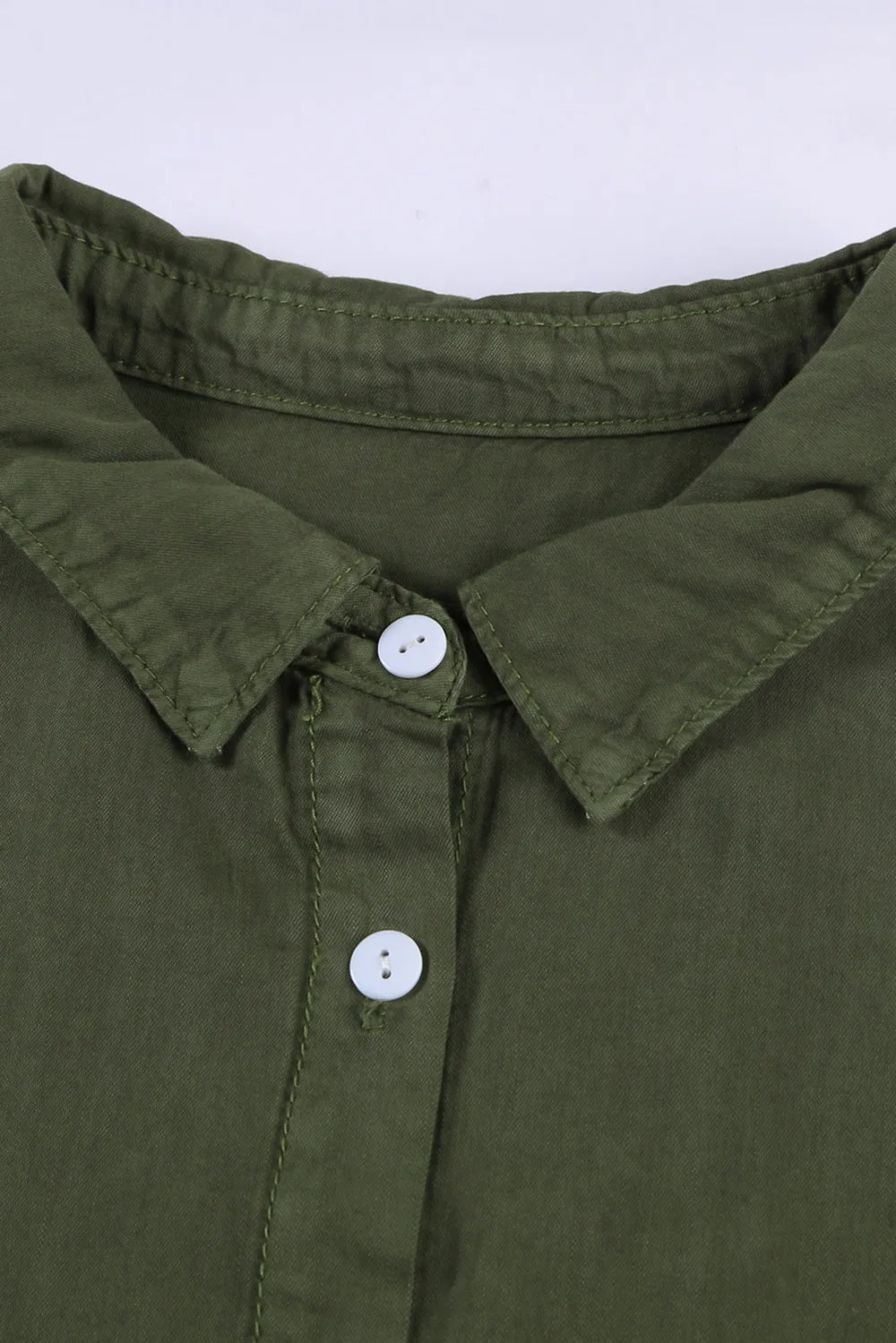 Pocketed Button Up Short Sleeve Denim Shirt 