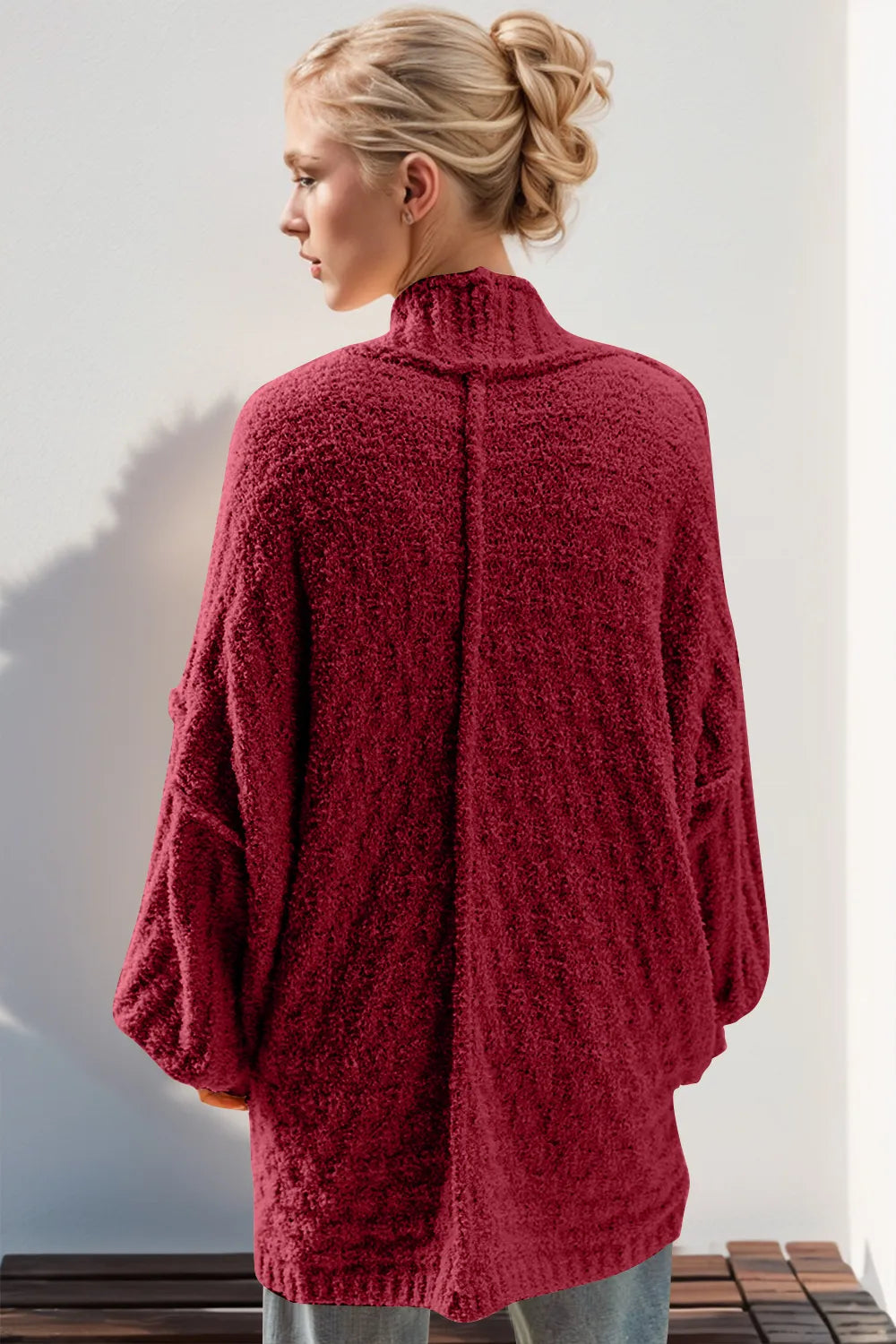 Double Take Full Size Open Front Long Sleeve Cardigan 
