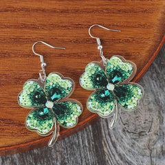Lucky Clover Acrylic Dangle Earrings 