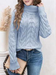 Cable Knit Turtleneck Long Sleeve Sweater 