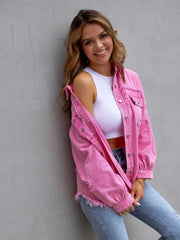 Distressed Drop Shoulder Denim Jacket 