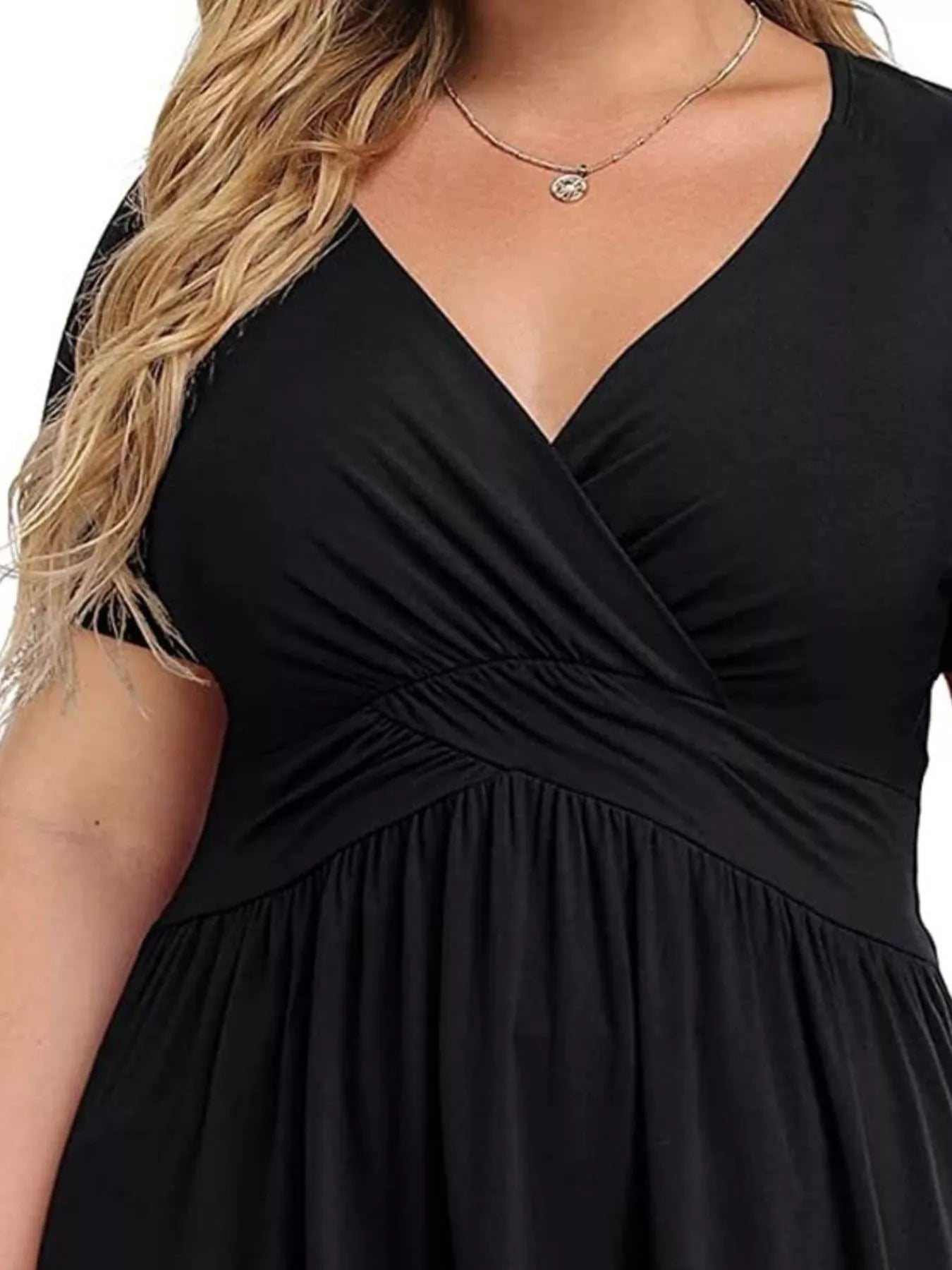 Plus Size Surplice Short Sleeve T-Shirt 
