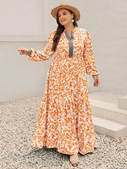 Plus Size Boho Floral Print Maxi Dress 