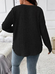 Plus Size V-Neck Long Sleeve T-Shirt 