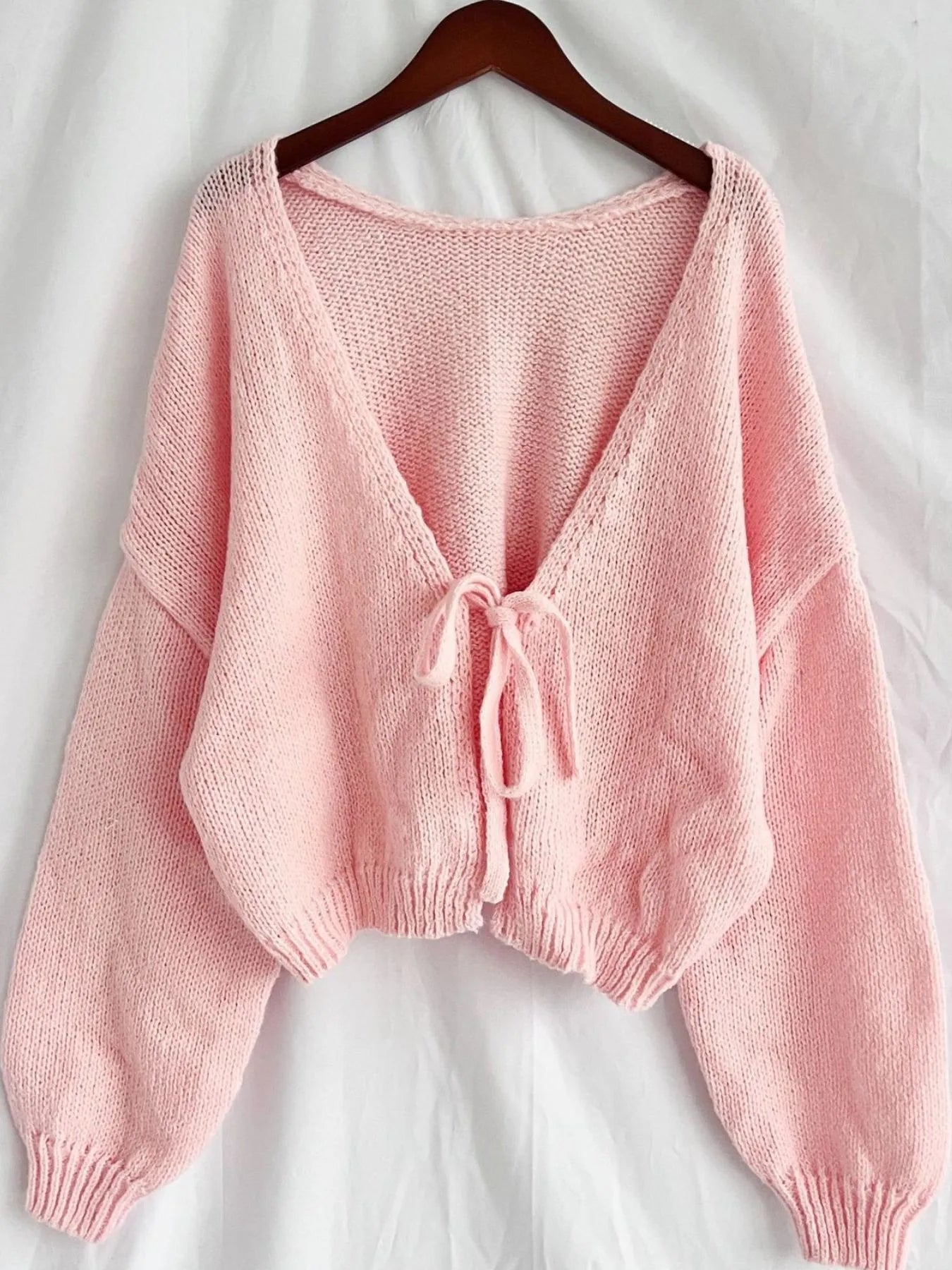 Tied Drop Shoulder Cardigan 