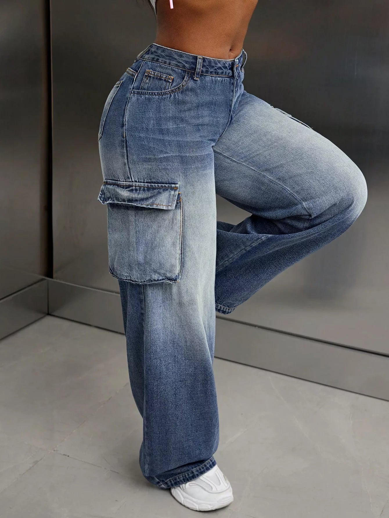 Vintage Wide Leg Cargo Jeans 
