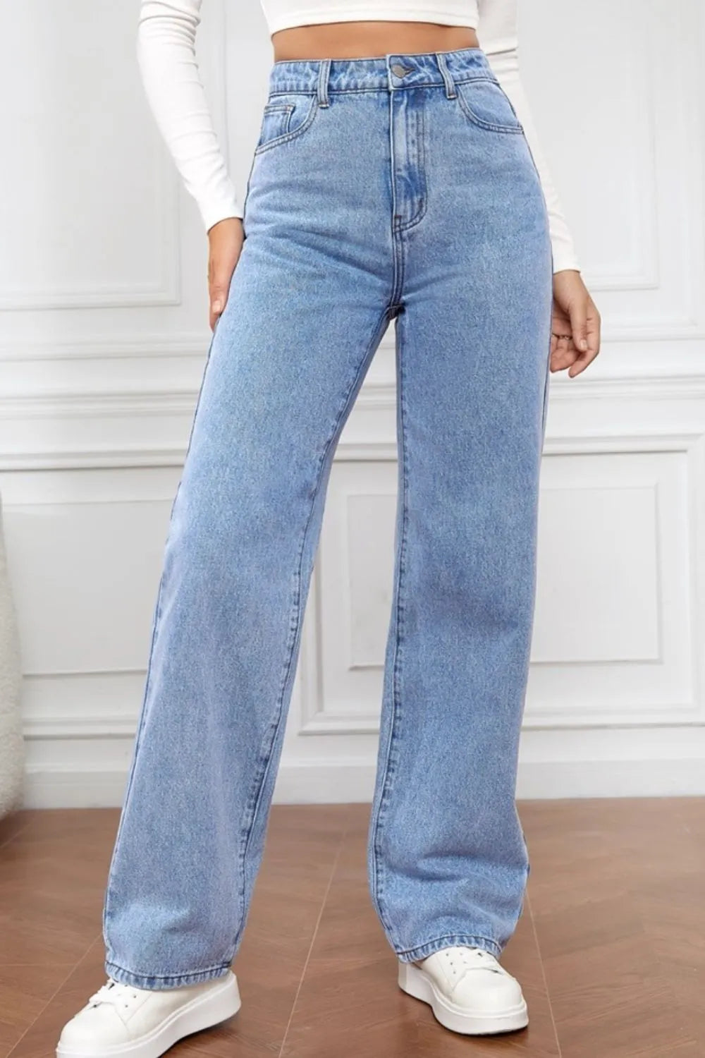 High Waist Straight Jeans 