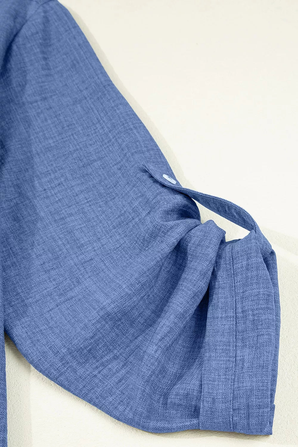 Casual Roll-Up Sleeve Notched Blouse 