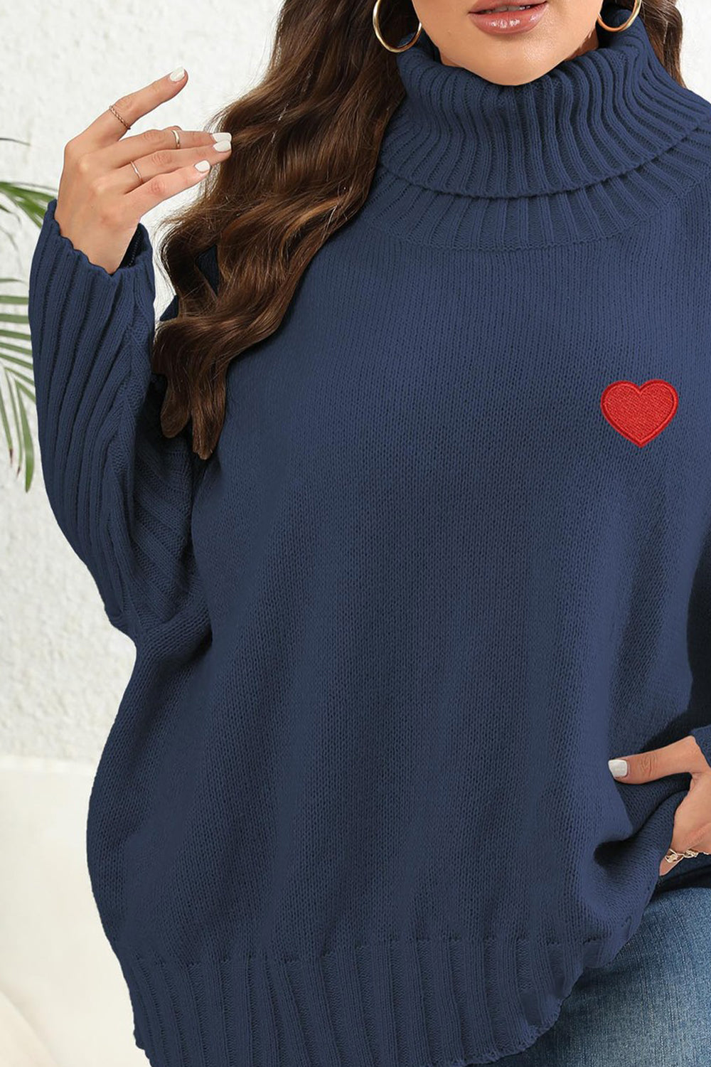 Plus Size Turtle Neck Long Sleeve Sweater 