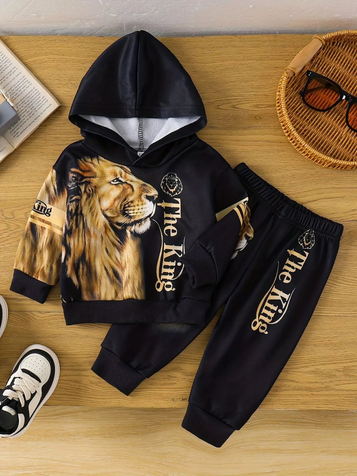Children's Lion King Print Hoodie and Pants Set 