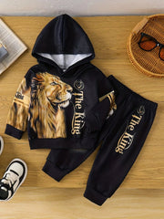 Children's Lion King Print Hoodie and Pants Set 