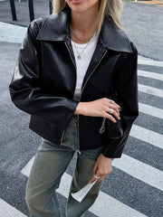 Zip Up Leather Jacket 