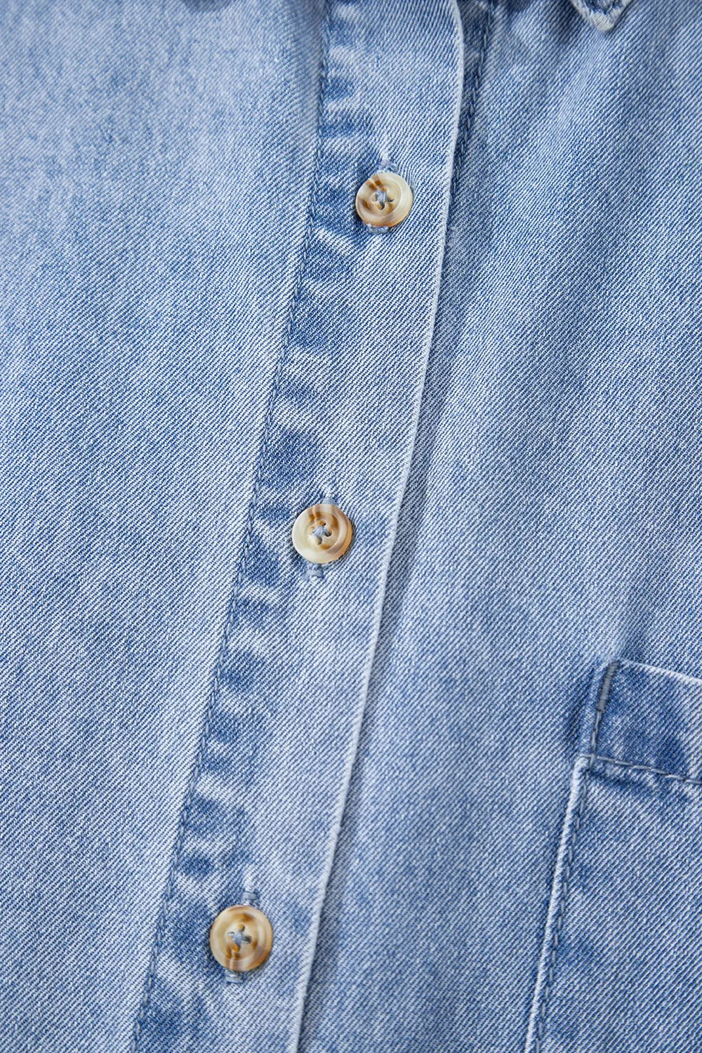 Button Down Short Sleeve Denim Dress 