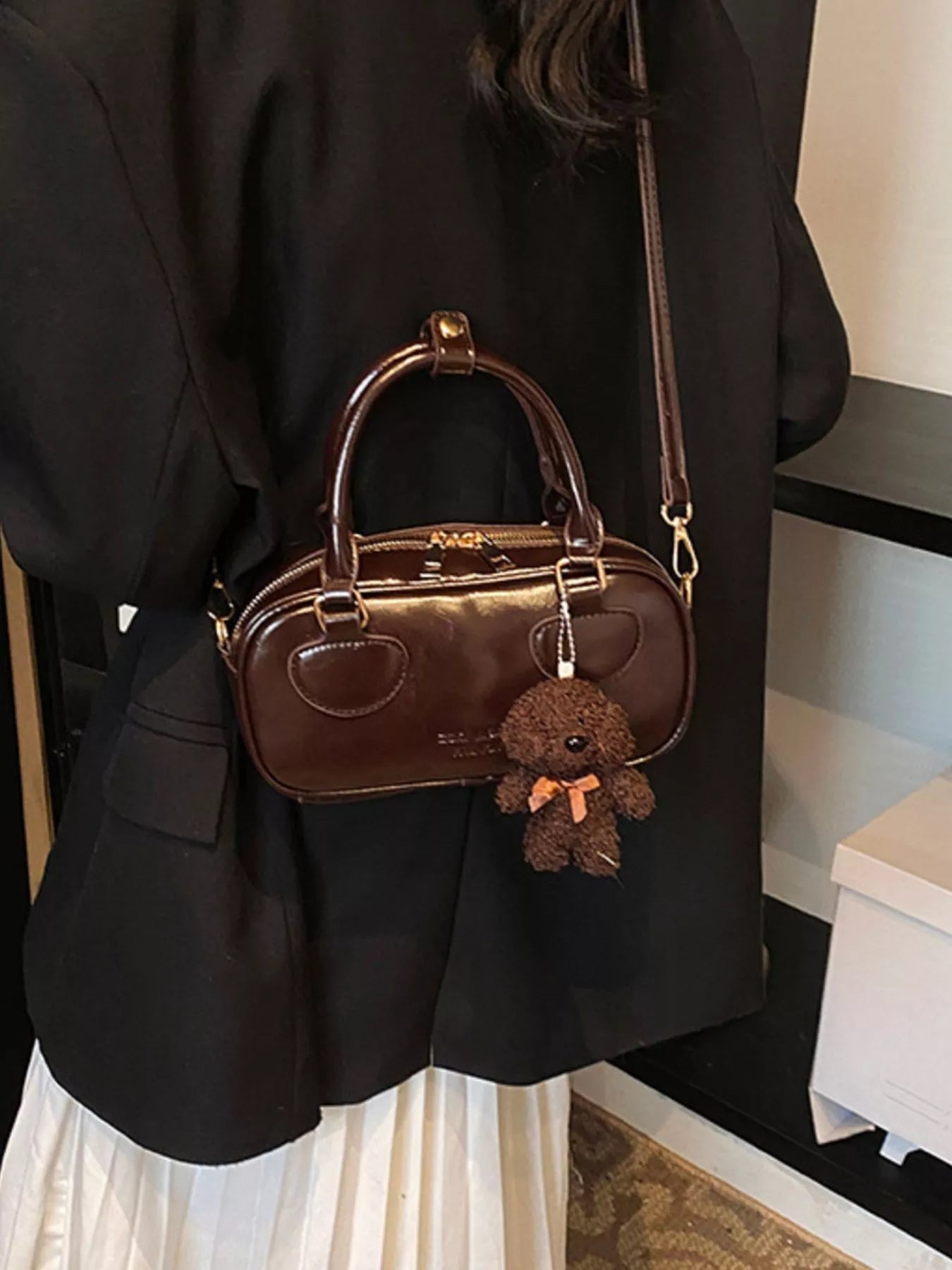 Vintage Style Crossbody Bag with Charm 