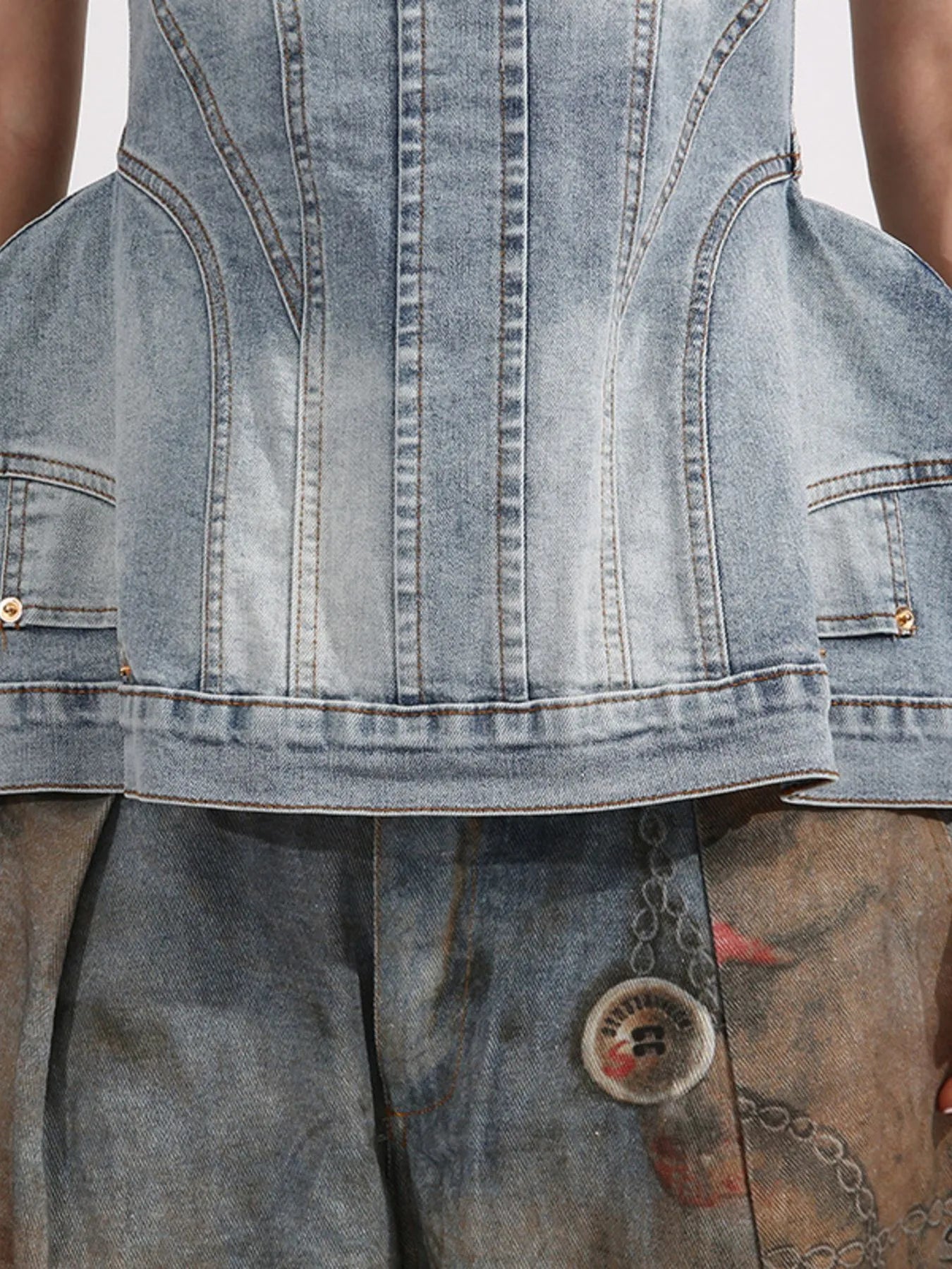 Zip Back Denim Tube Top 