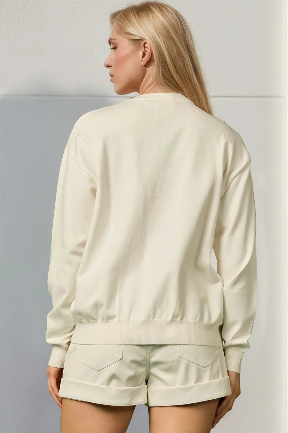 Double Take Full Size Sequin Nutcracker Long Sleeve Sweater 