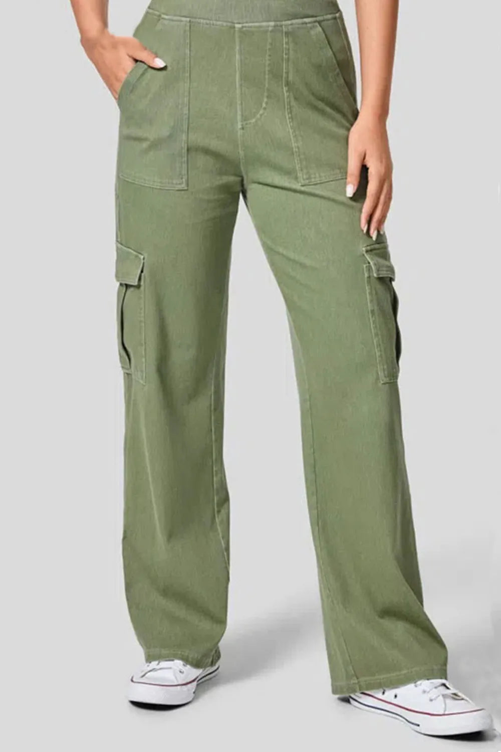 High Waist Straight Leg Cargo Jeans 