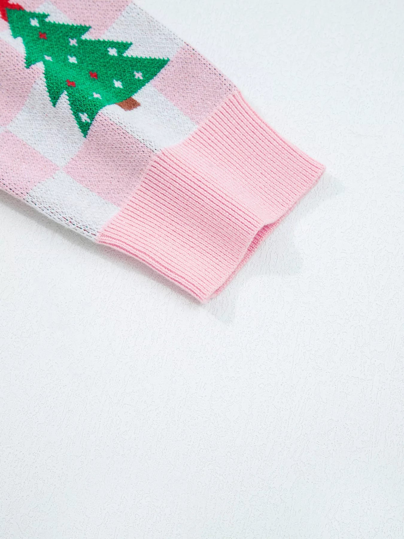 Christmas Tree Pattern Checkered Button V Neck Cardigan 