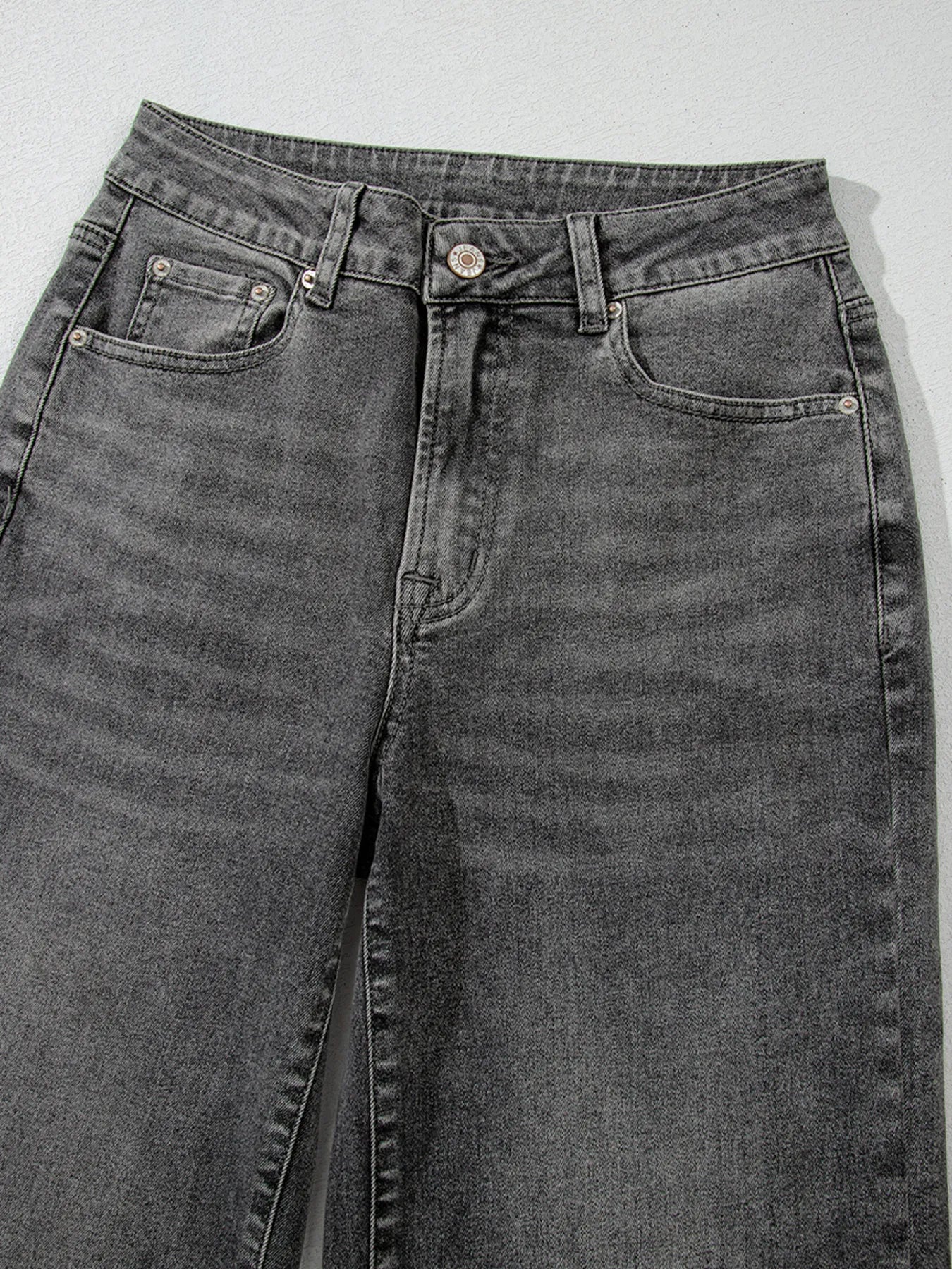 Raw Hem Unique Cuffs Straight High Rise Loose Jeans 