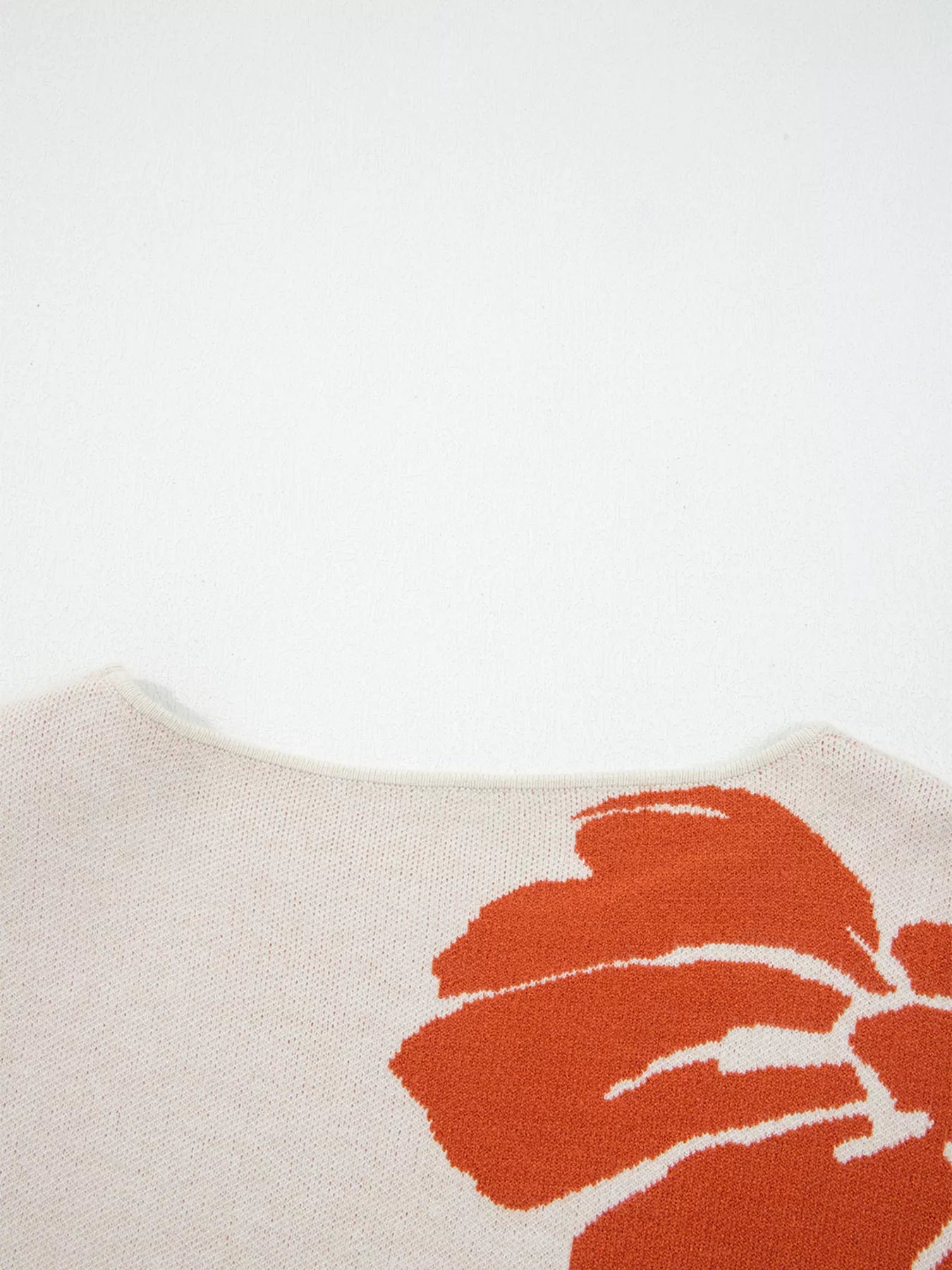Flower Pattern Wide Sleeve Baggy Sweater 