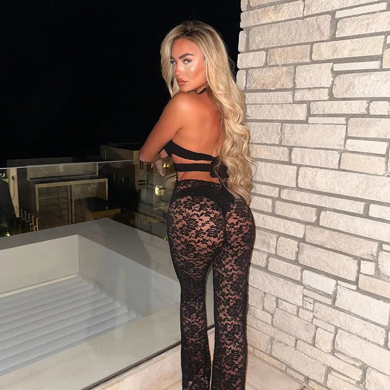Black Lace Elegance Jumpsuit by SohoBloo 