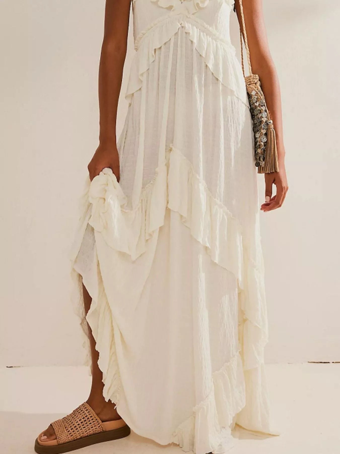 Ruffled Halter Neck Maxi Dress 