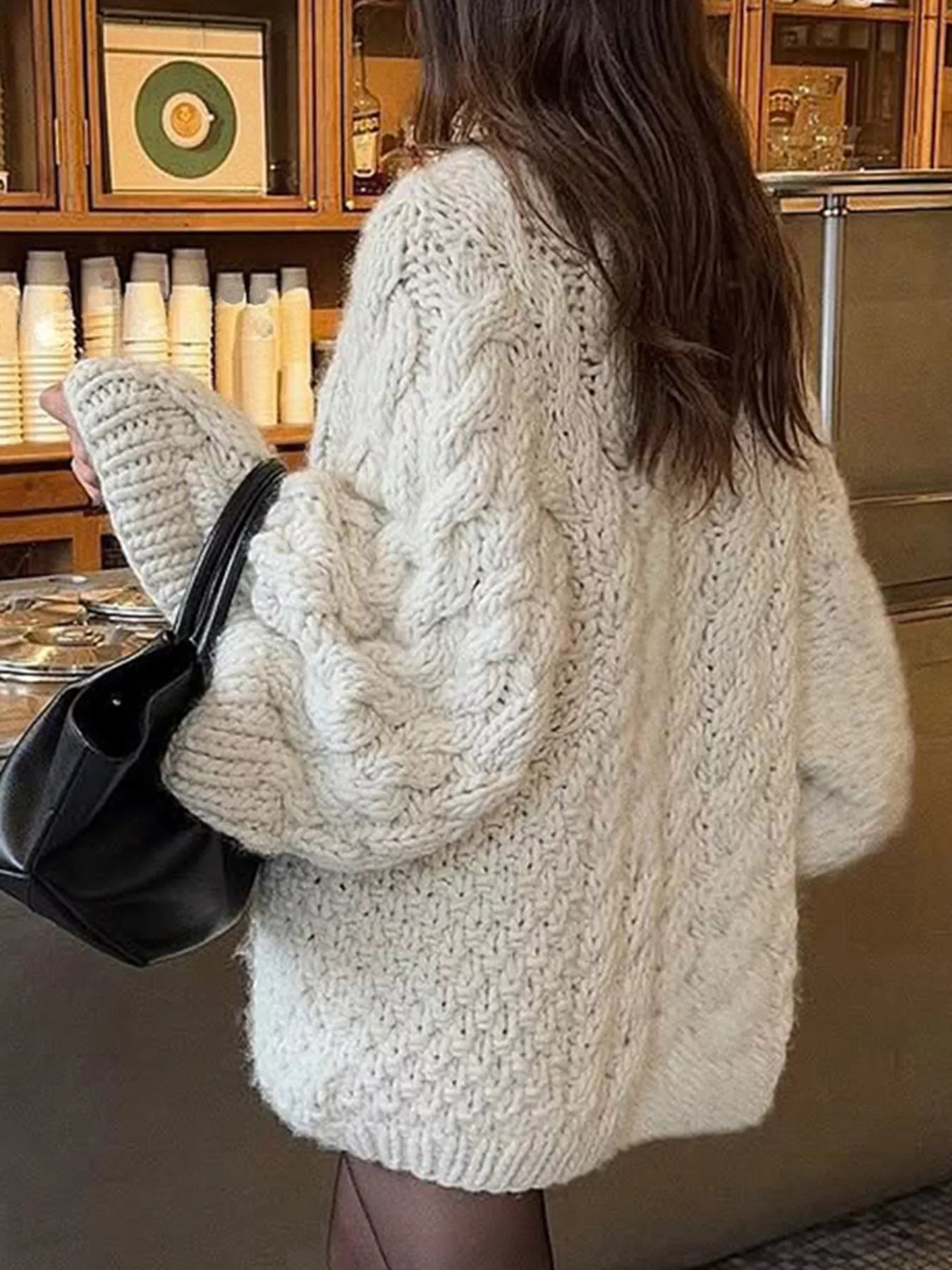 Cable Knit Round Neck Sweater 
