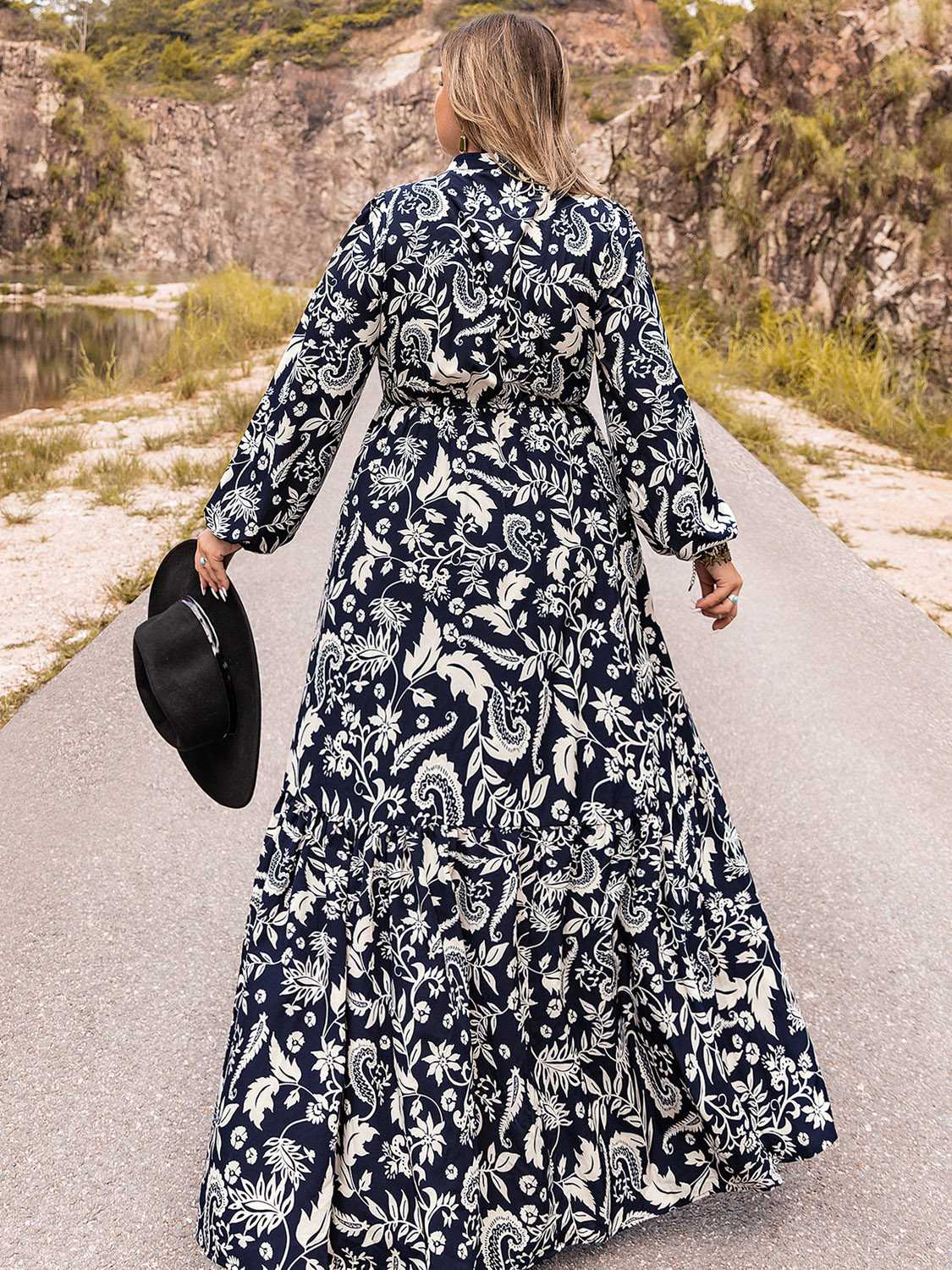 Plus Size Long Sleeve Maxi Dress 