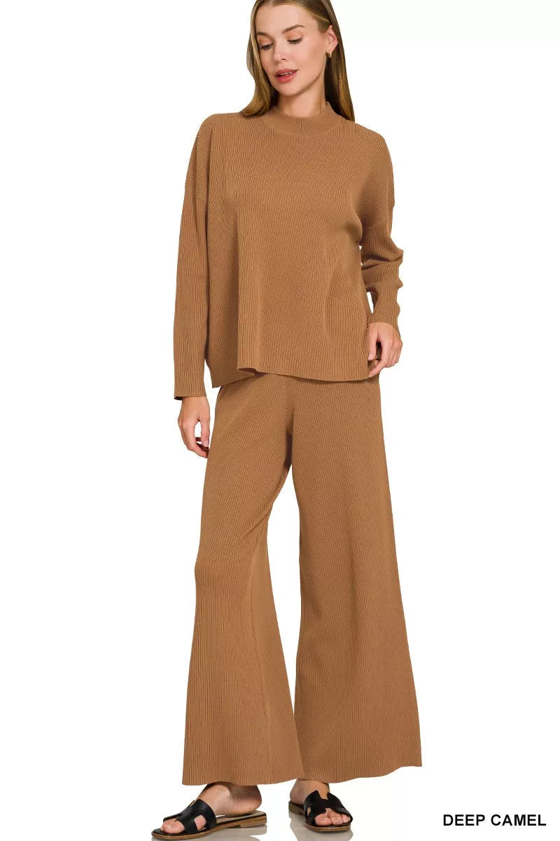 Zenana Viscose Sweater Top & Pants Set 