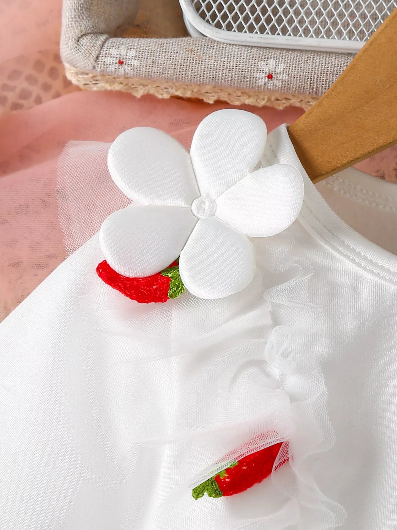 Children's Bow Decor Ruffle Trim Dress 